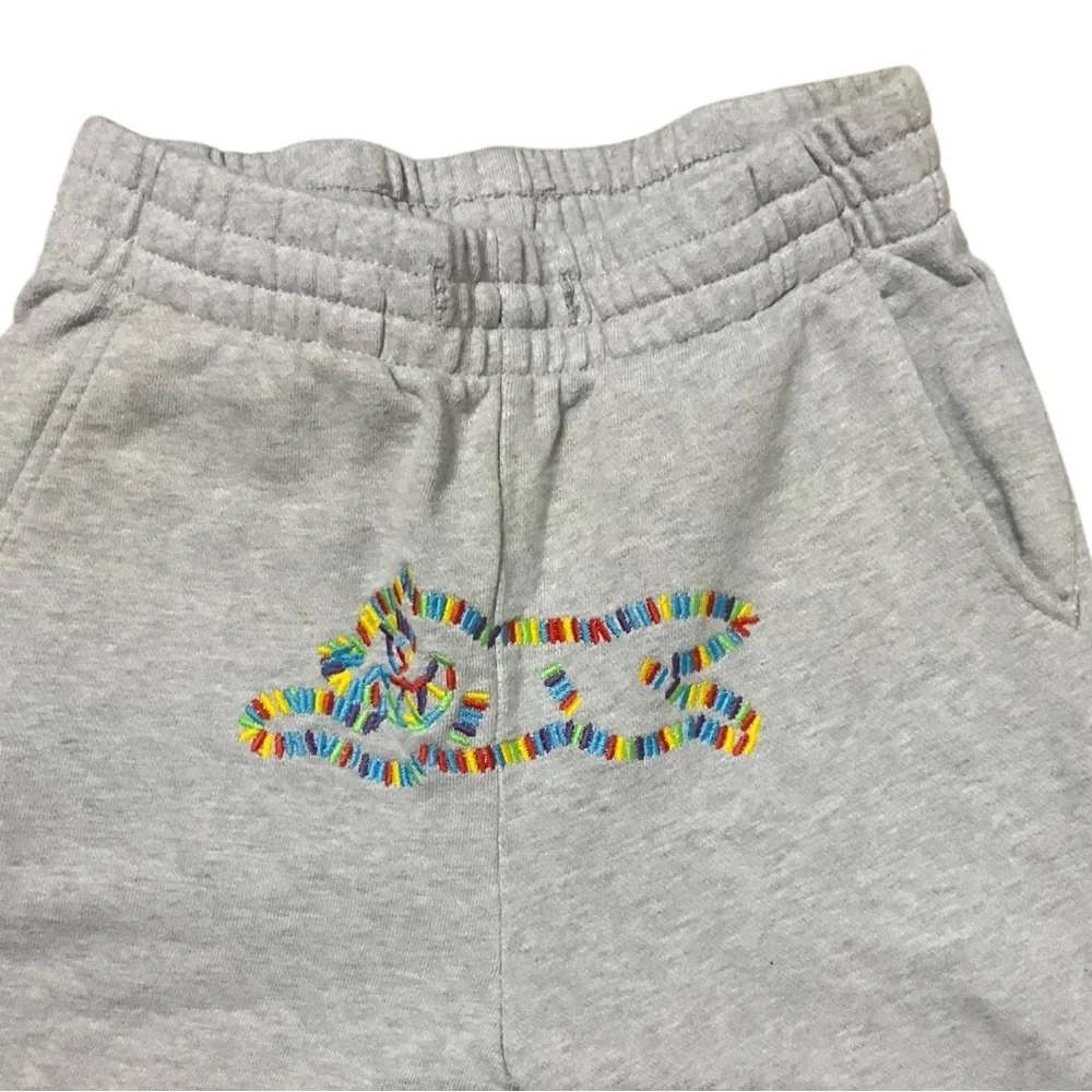 🔥 Ice Cream Kids Jogger Sweatpants 👟 Size 7/8 Gray w/ Multicolor Dog Logo‎